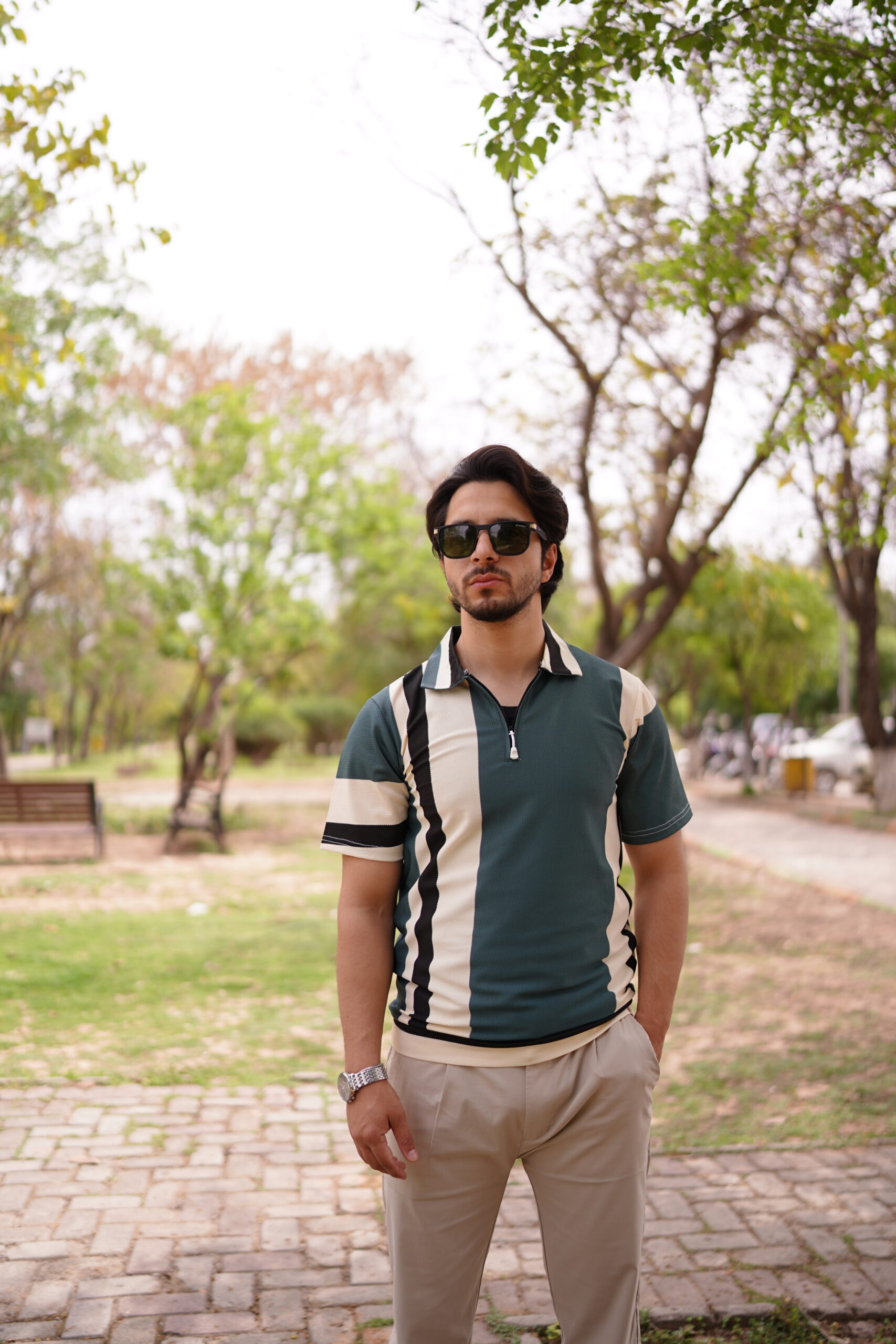 Retro Color Block Zip Polo - Image 3