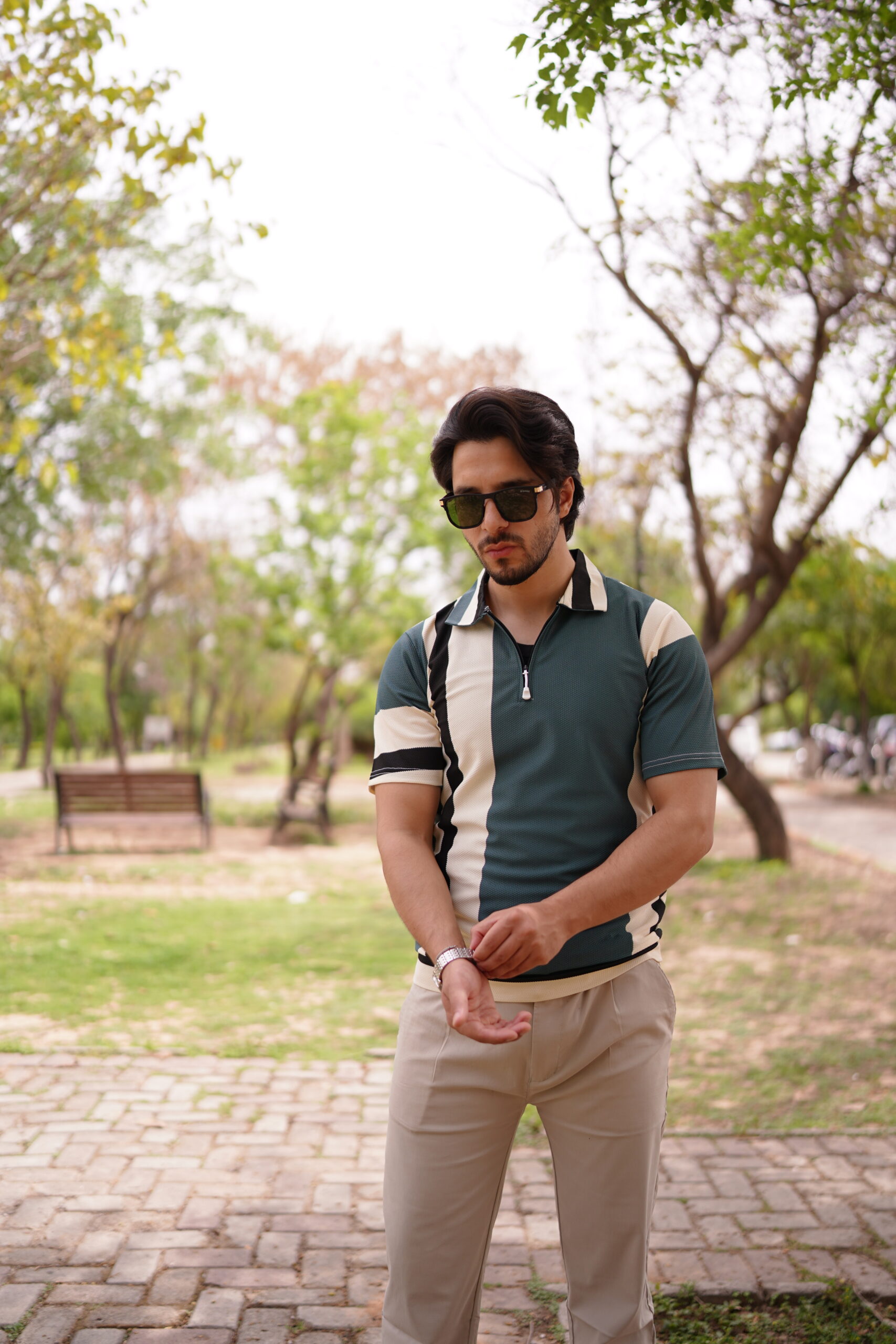 Retro Color Block Zip Polo - Image 4