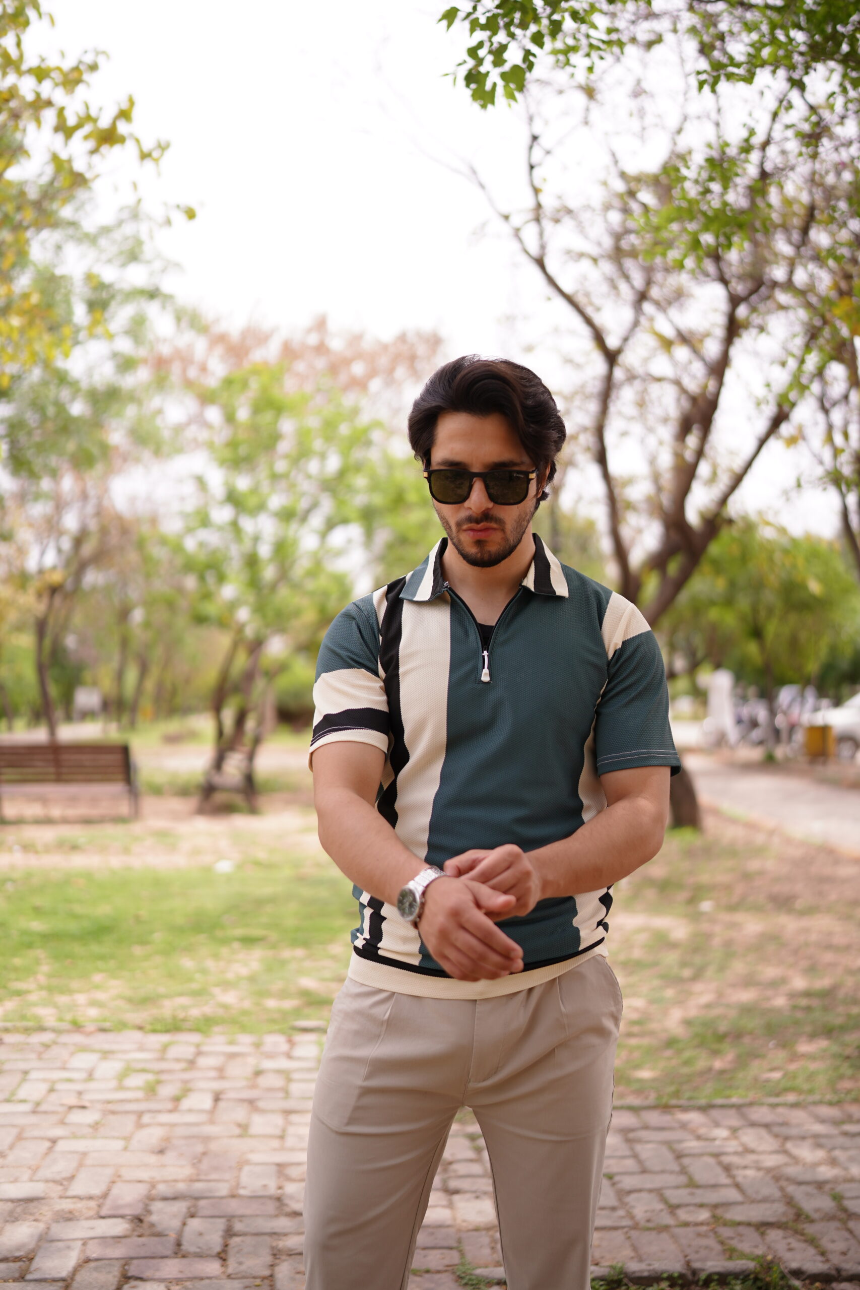 Retro Color Block Zip Polo - Image 2